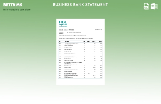 модерен стил Пакистан Хабиб за проверување на извод на сметката Шаблон Word и PD